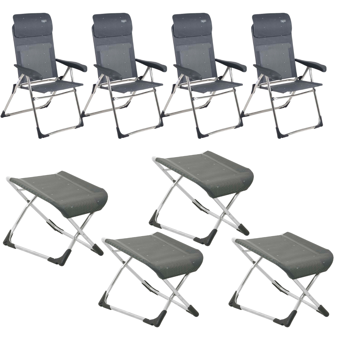 CRESPO Campingstuhl Classic Compact AL/213-C-40 anthrazit & freistehende Beinauflagen AL/231 4er-Set CRESPO Campingstuhl Classic Compact AL-213-C-40 anthrazit - freistehende Beinauflagen AL-231 4er-Set - 1104970 1104940