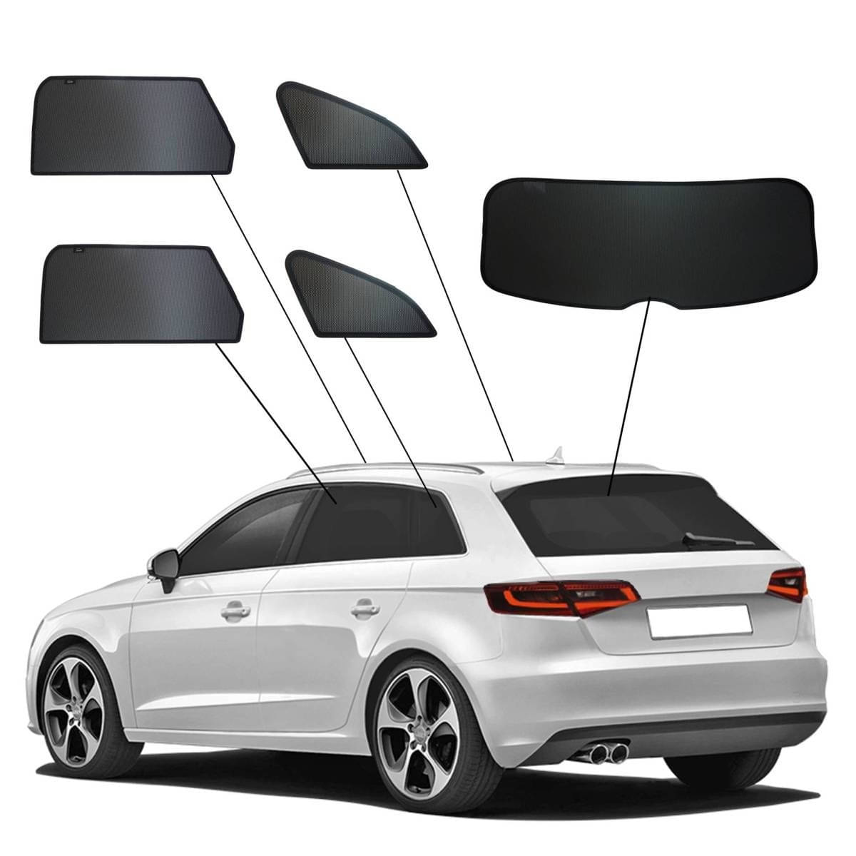 WINDESA SunClip Sonnenschutz - Sichtschutz Audi A3 Sportback Bj. 2012-2020 Set ABC - sun-10384abc
