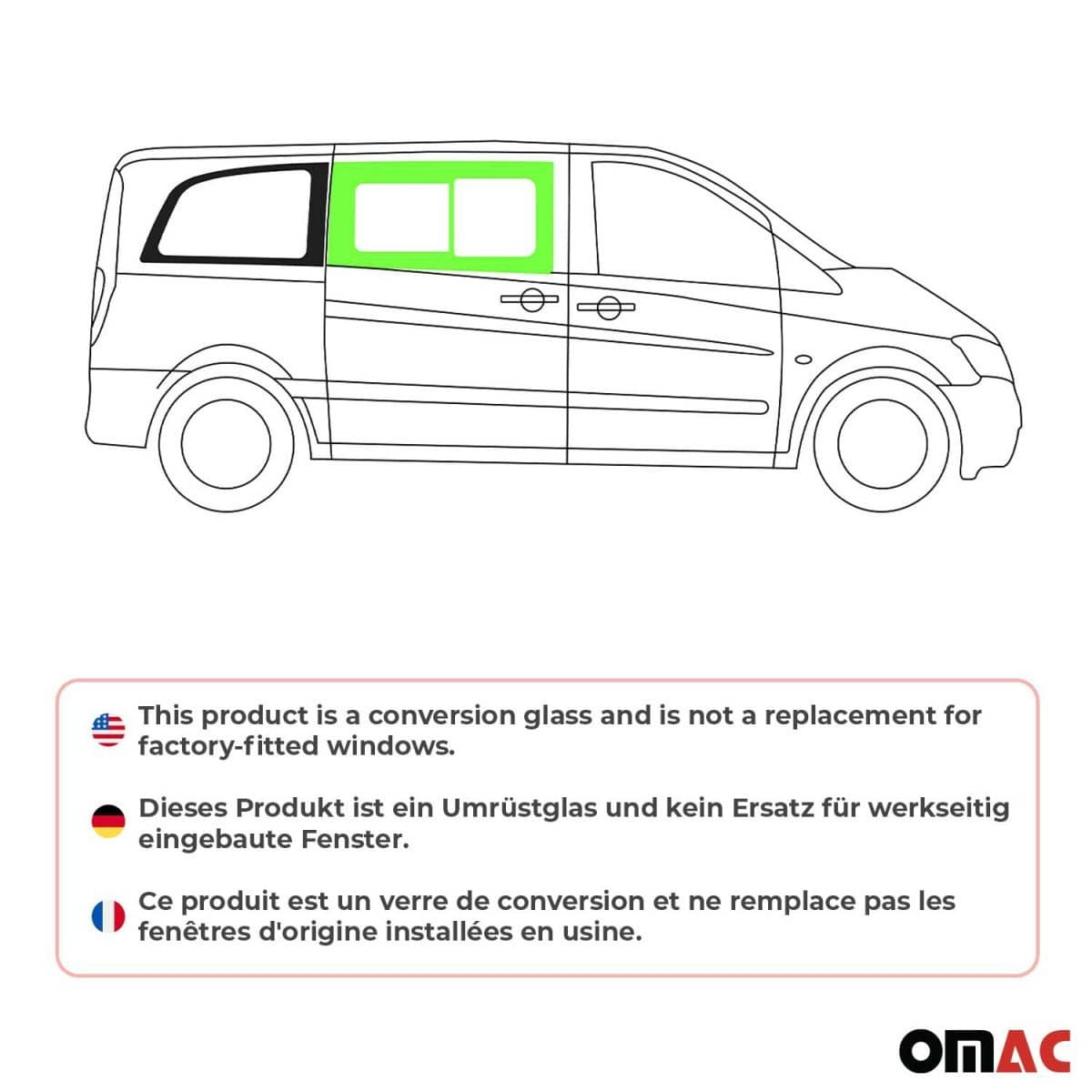 OMAC Seitenfenster Schiebefenster MB Vito W639 L1/L2/L3 Bj. 2003-2014 Vorne Rechts OMAC Seitenfenster Schiebefenster MB Vito W639 L1-L2-L3 Bj. 2003-2014 Vorne Rechts - 4721405-1FSSR