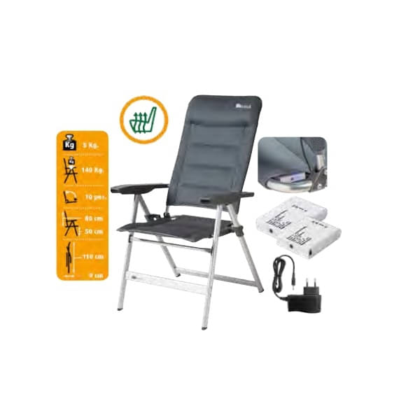 DUKDALF Stuhl beheizbar Brillante Heated 3D Mesh anthrazit - Beinauflagen 2er-Set - 41-14-8801-4 41-28-8800.4