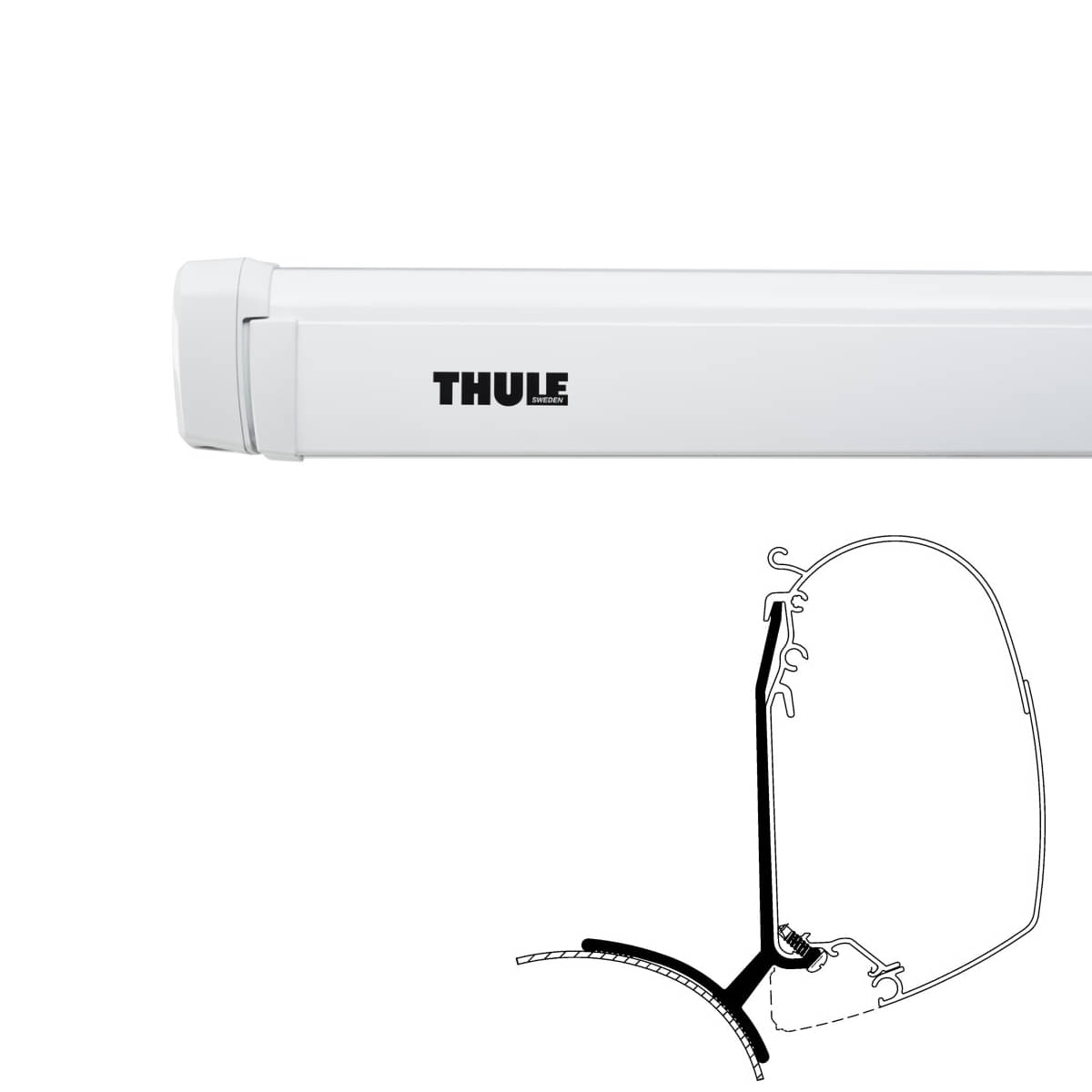 THULE Omnistor Markise 4200 Gehaeuse weiss Tuch Mystic grau 260 cm - 302800