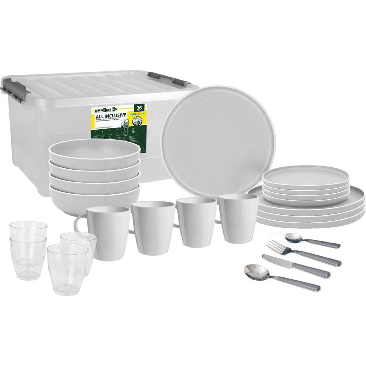 BRUNNER All Inclusive Dolomit Geschirrset weiß 36-tlg BRUNNER All Inclusive Dolomit Geschirrset weiss 36-tlg - 0830154N.C00