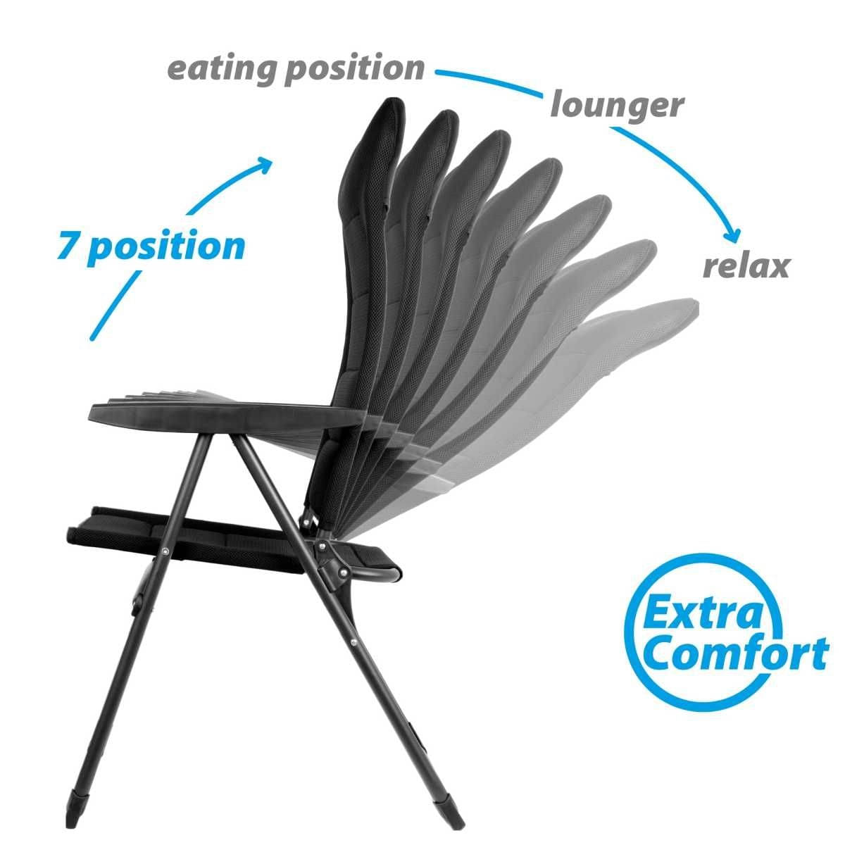 BRUNNER Campingstuhl SKYE 3D RT Schwarz mit Beinauflagen 2er-Set - 0404060N-C09 0404079N.C09