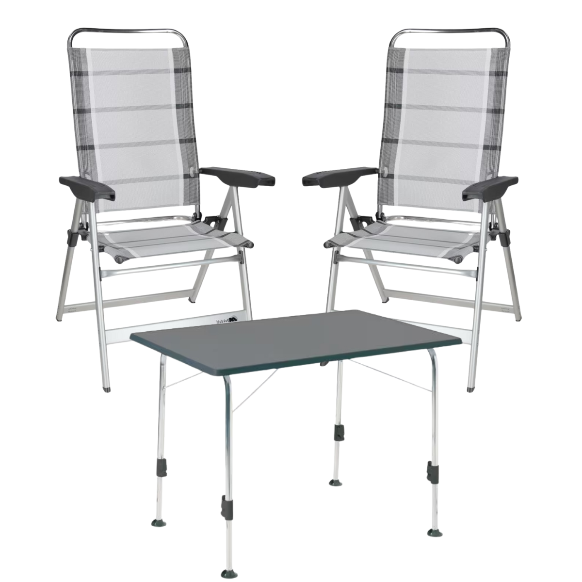DUKDALF Stuhl Dynamic silber anthrazit 2er-Set - Tisch STABILIC II 100x68 cm anthrazit - 41-00-0649-4 40-24-1007.4