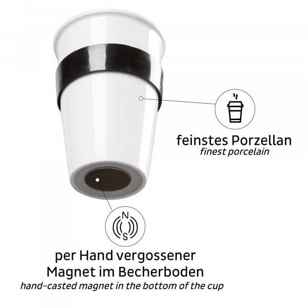 SILWY Porzellan TO GO CUP inkl. Untersetzer BLACK S038-1403-1-B