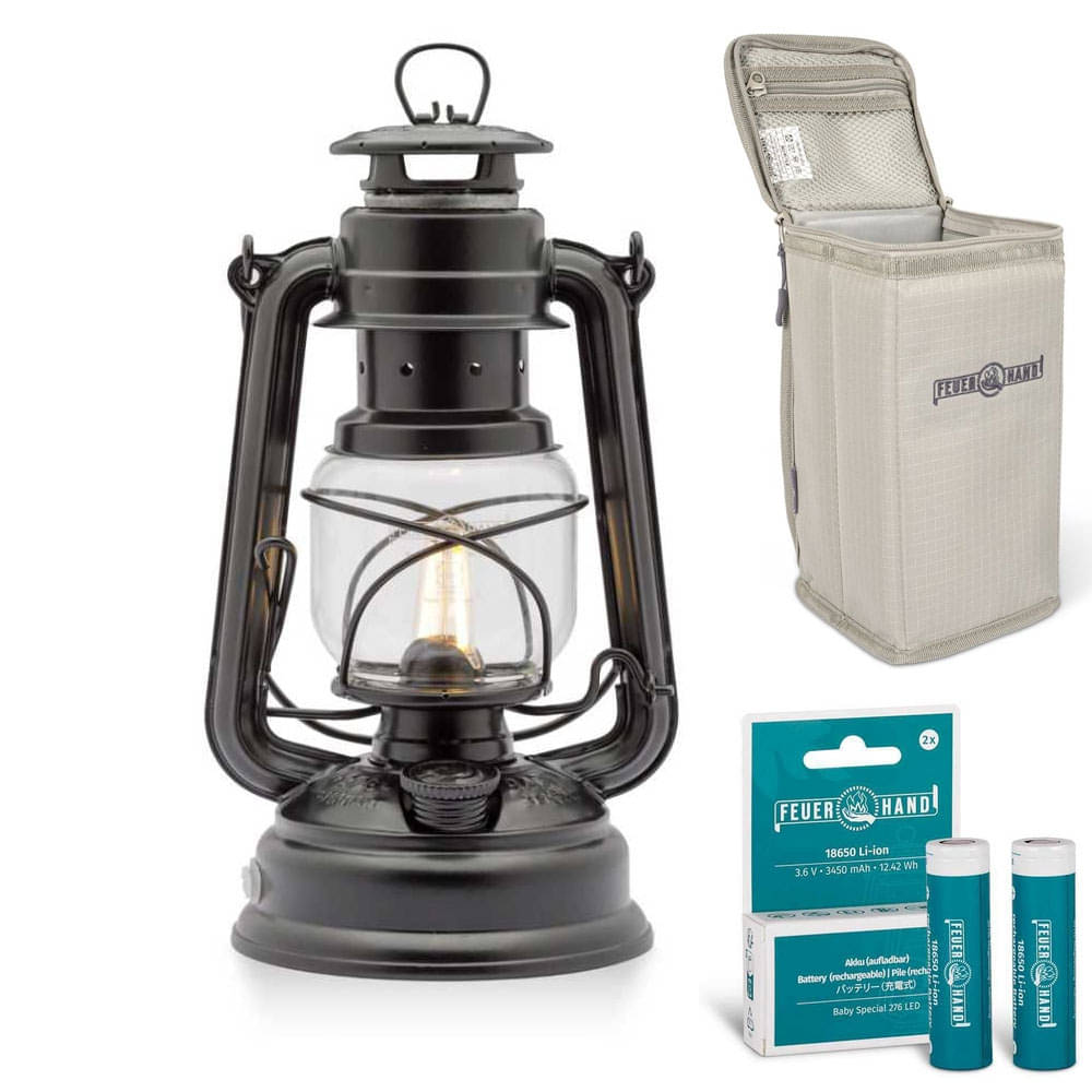 FEUERHAND LED Laterne Baby Special 476 Matt Black Starter-Set 5.0