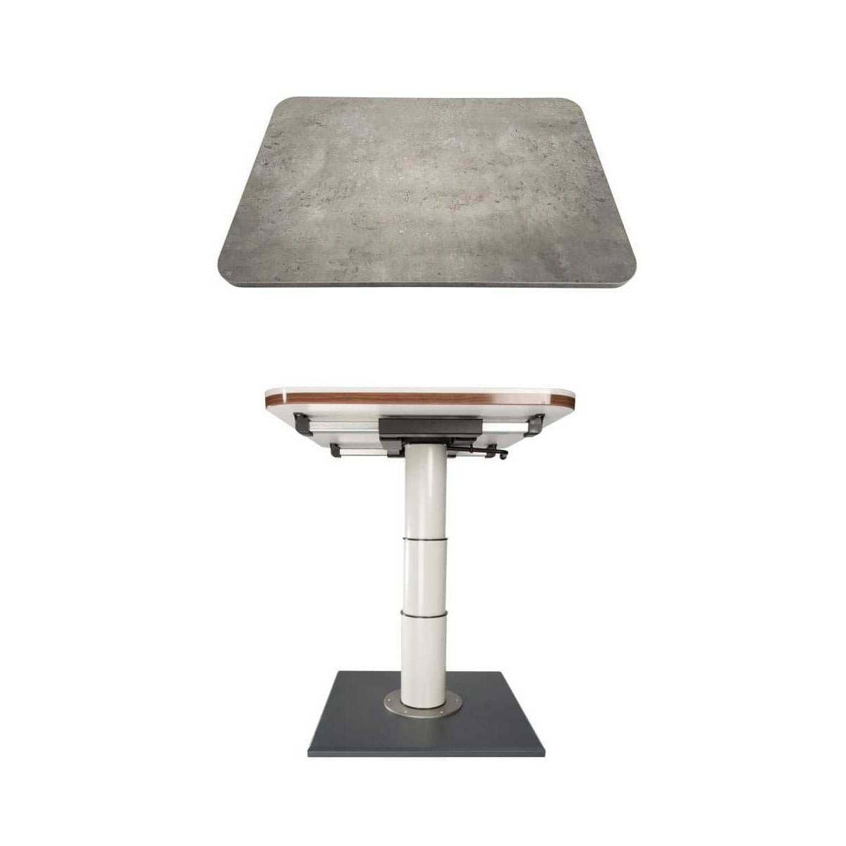 ILSE TECHNIK Liftgestell mit Verschiebung 5988 inkl. Leichtbautischplatte Betonoptik 58 x 90 x 2-8 cm