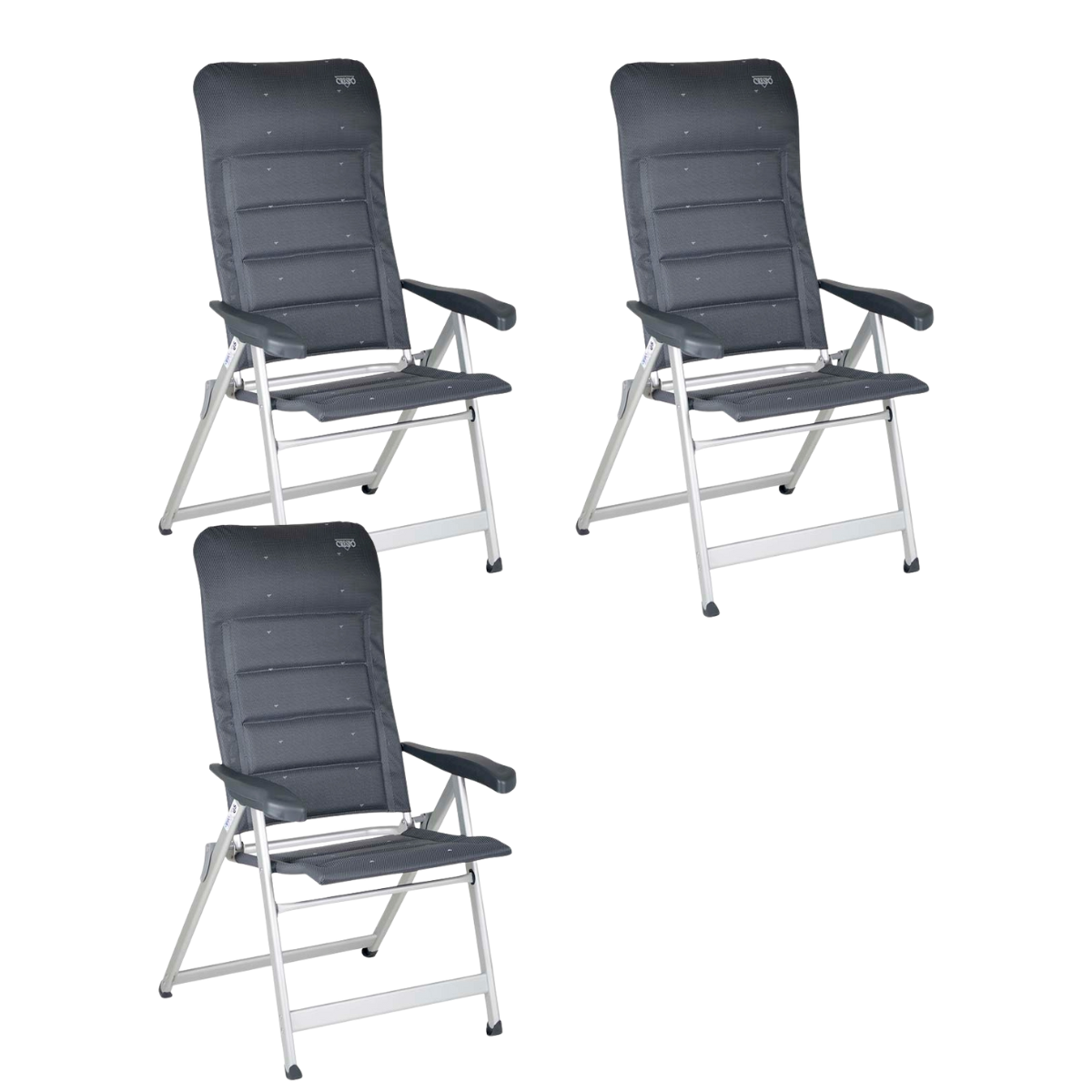 CRESPO Campingstuhl Deluxe AL-237-DL grau 3er-Set - 1149077