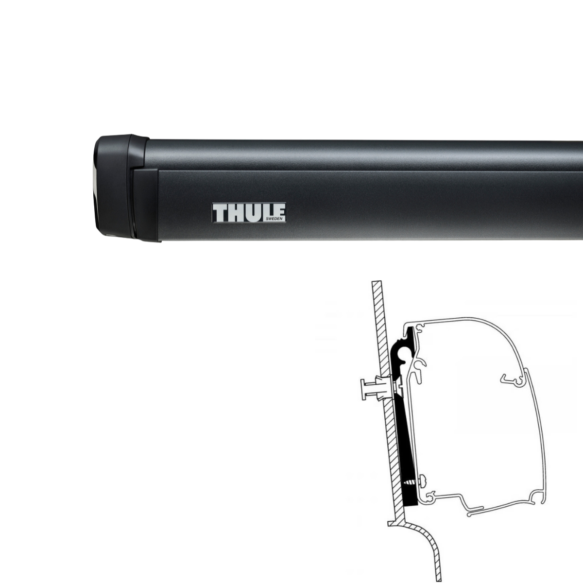 THULE Omnistor Markise 4200 Gehaeuse anthrazit Tuch Mystic grau 260 cm - 302820