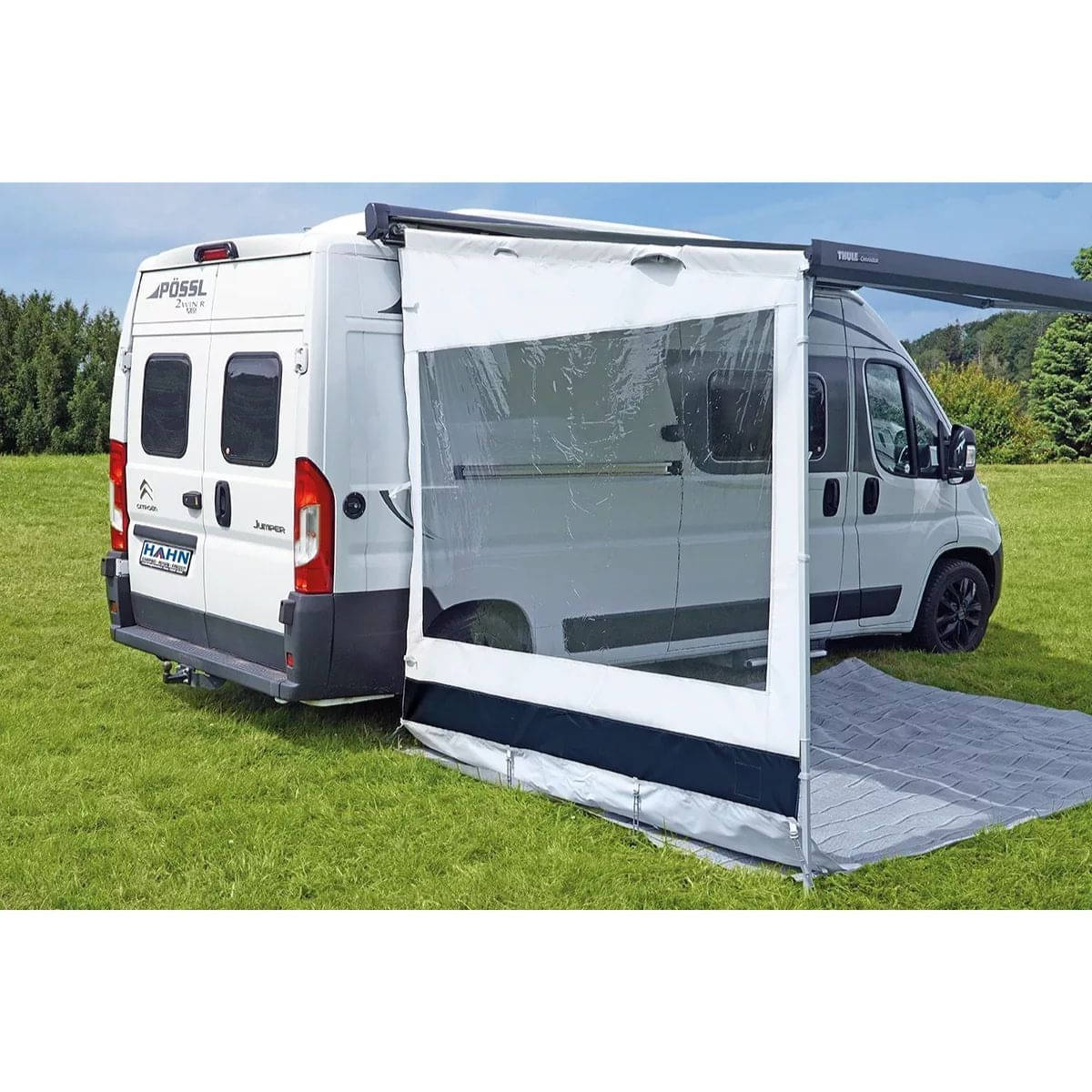 HAHN ZELTE Markisen-Seitenwand BARI Hoehe 256-285 cm Auszug 250 cm Rechts fuer Fiamma F45 - Z01066H2_RE ZG01010-59