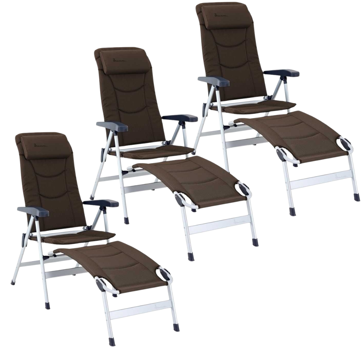 ISABELLA Campingstuhl Thor braun mit Beinauflagen 3er-Set - 700006289 700006290