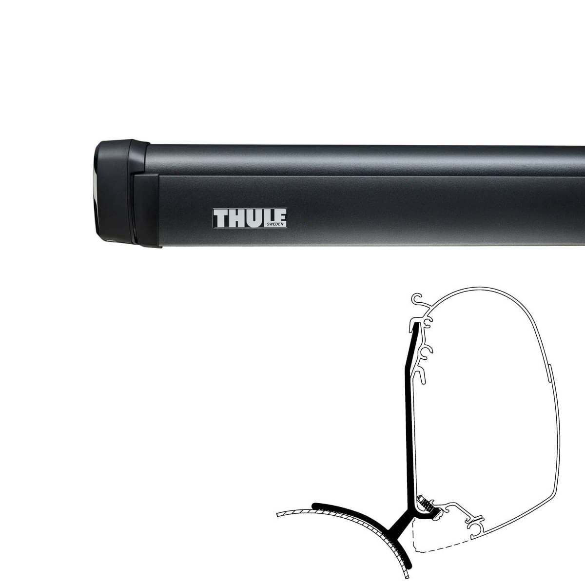 THULE Omnistor Markise 4200 Gehaeuse anthrazit Tuch Mystic grau 260 cm - 302820
