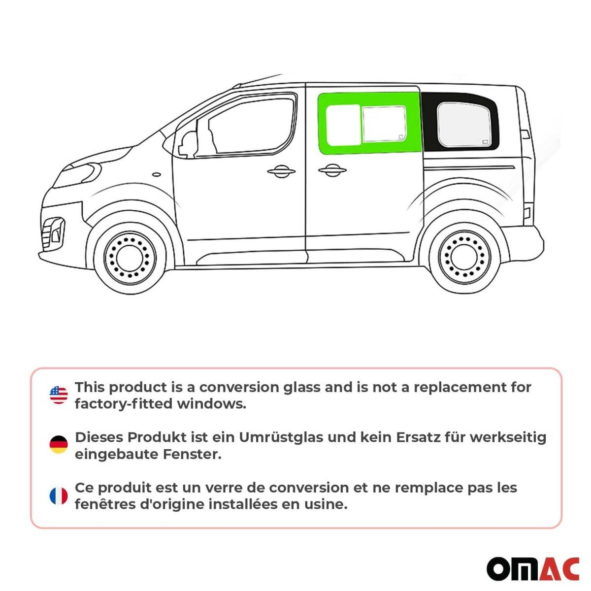 OMAC Seitenfenster Schiebefenster Toyota Proace L1 Bj. 2017-2024 Schiebetuer Links - A050961