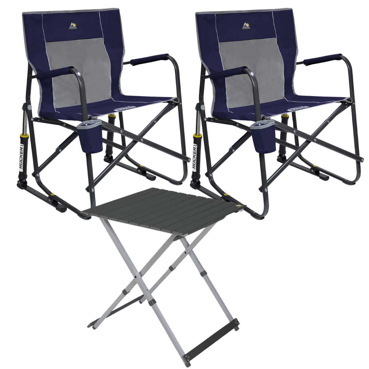 Set GCI Tisch Camp Table 25 - 2 Schaukelstuehle Freestyle Rocker Indigo Blue - 37060 39226
