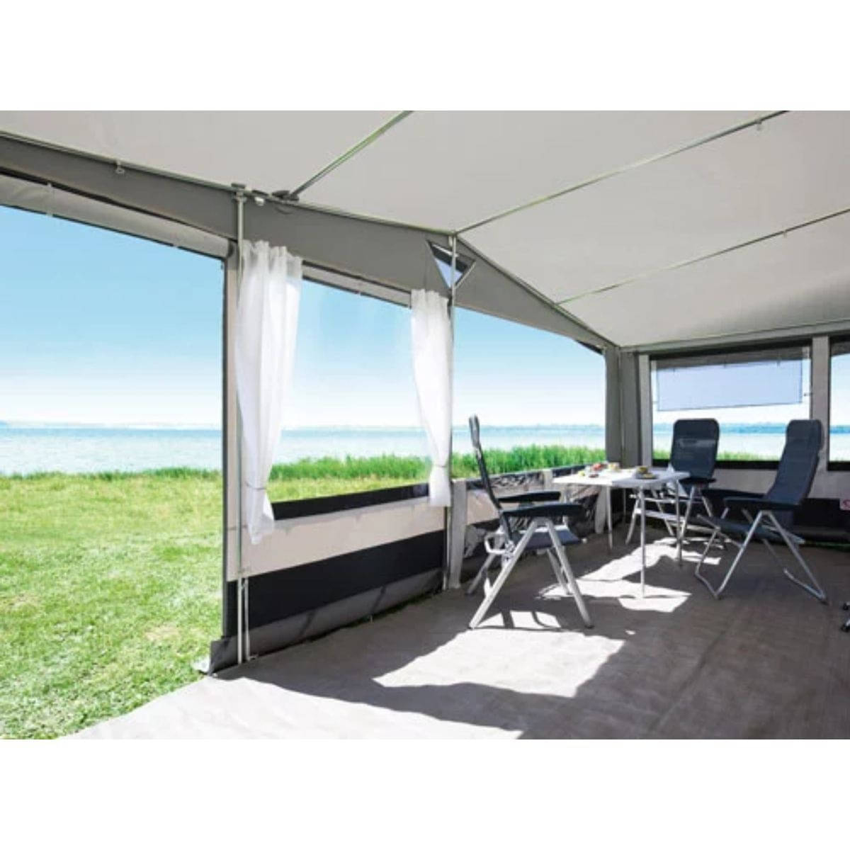 DWT Wohnwagen-Vorzelt PARADIES III Gr. 10 Umlaufmass 821-850 cm Tiefe 280 cm mit 28 mm Stahlgestaenge - 125090S28