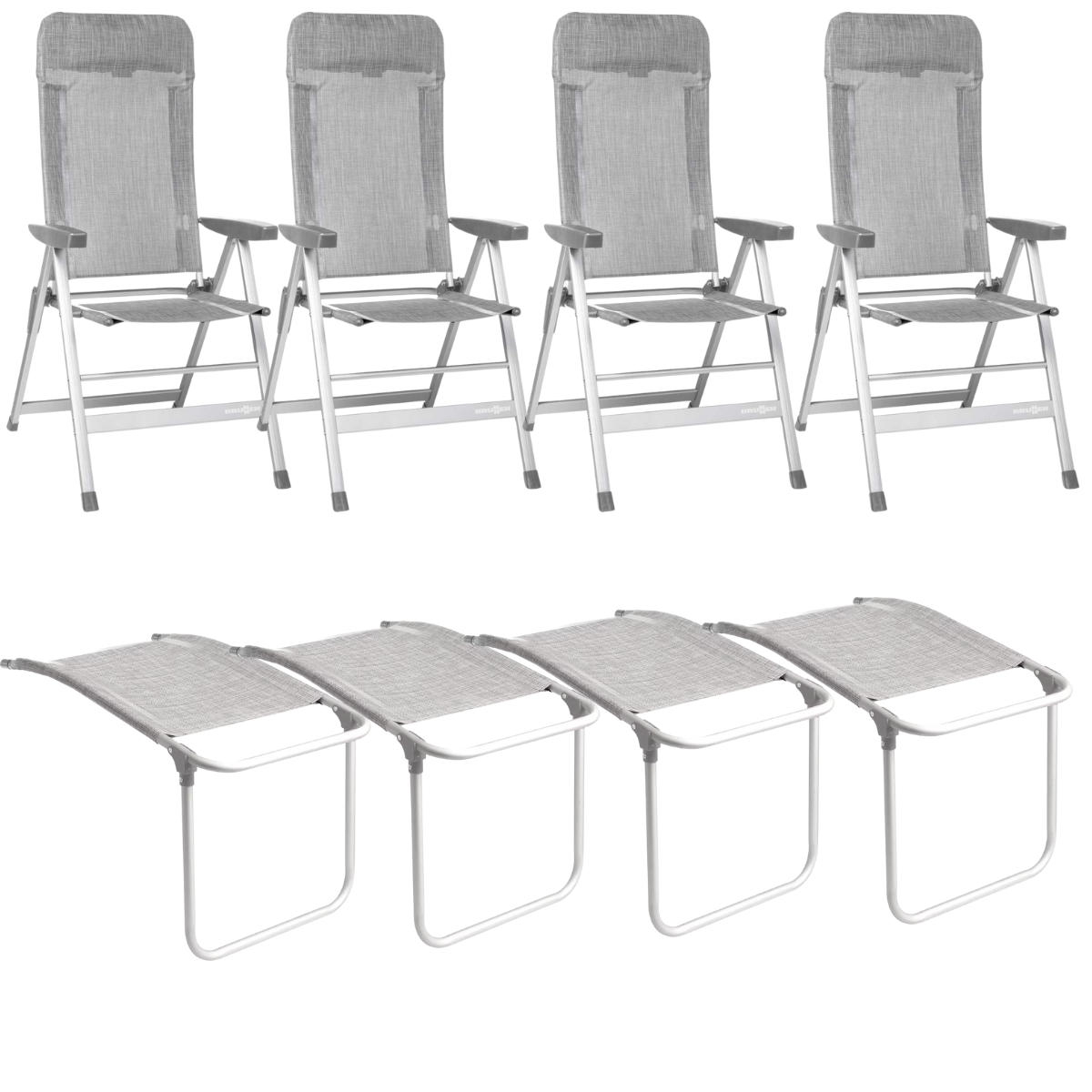 BRUNNER Campingstuhl SKYE Hellgrau mit Beinauflagen 4er-Set - 0404063N-C53 0404064N.C53