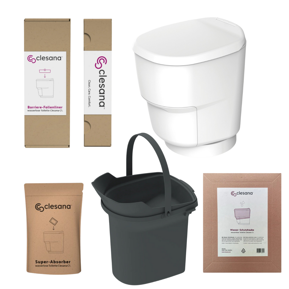 CLESANA Toilette C1 mit Rundsockel - Komplett-Set - EU-10010020 EU-10020010 EU-10020020 EU-10040010 EU-10040020