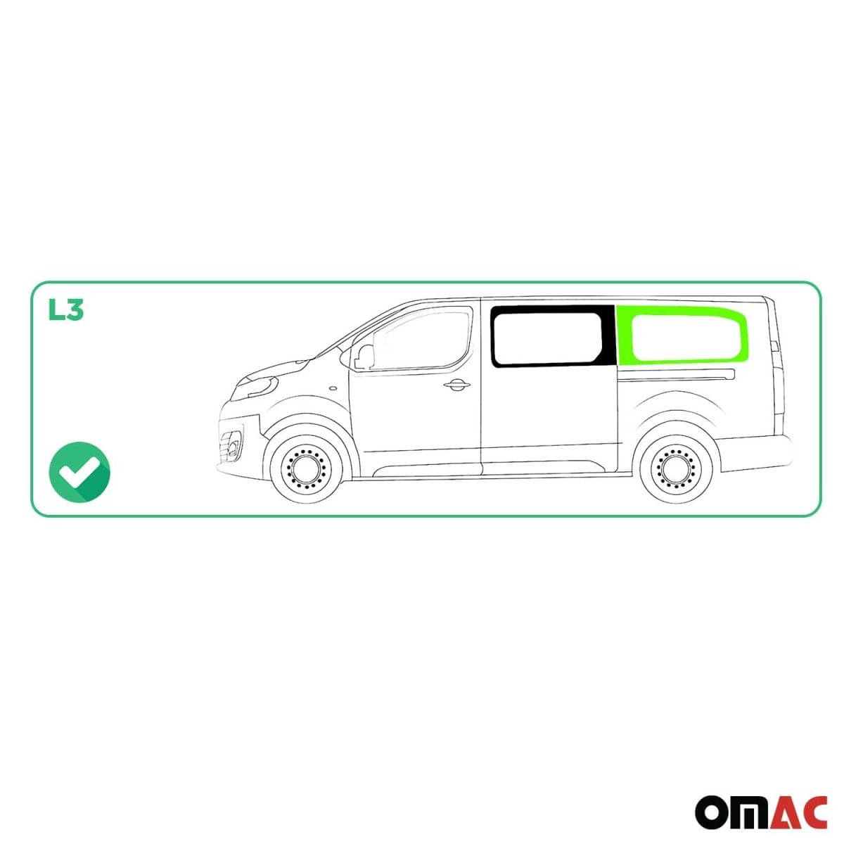 OMAC Seitenfenster Seitenscheibe Opel Vivaro L3 ab Bj. 2019 Hinten Links - A050889