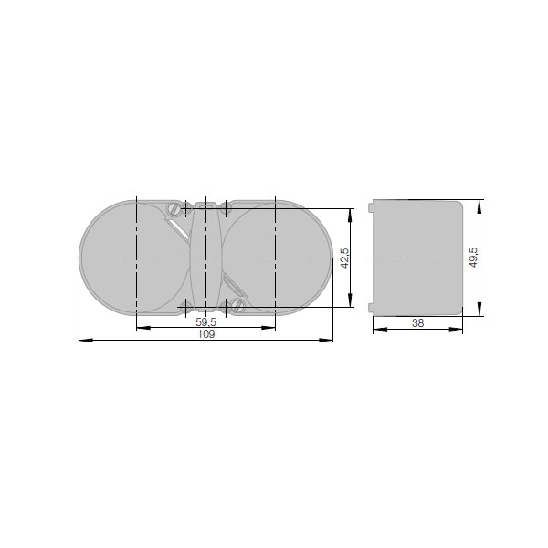 BERKER INTEGRO Beruehrungschutzdose 2-fach Ø49 x 37 mm grau - 9 1915 01