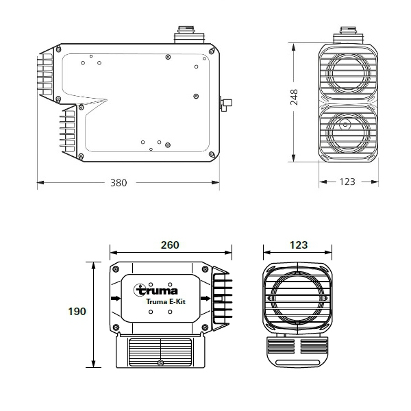 Heizungset- Heizung inkl. Wandkaminset WK 64 L- Kaminaussenteil WK cremeweiss- E-Kit