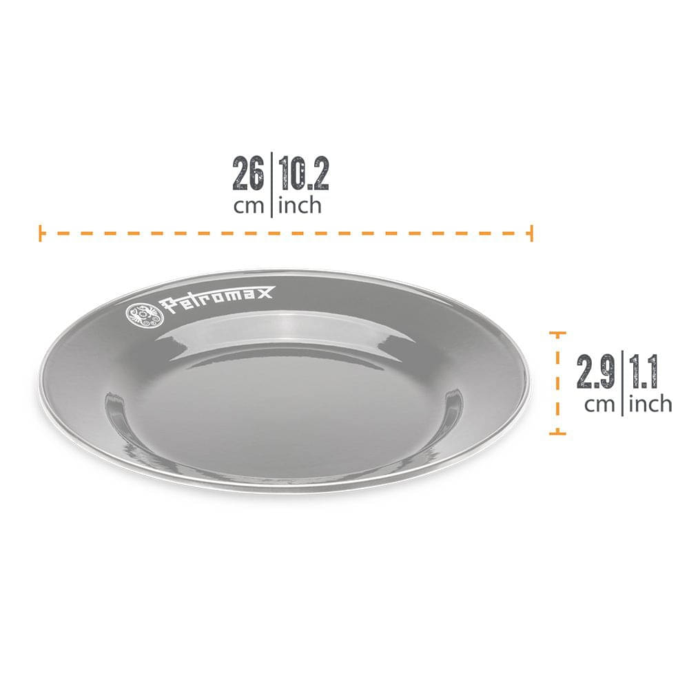 PETROMAX Emaille Teller schwarz 2 Stueck Ø 26 cm px-plate-26-s