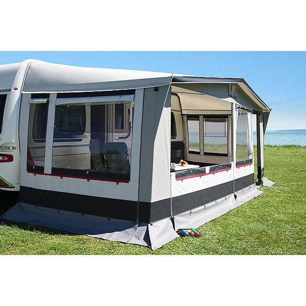 DWT Wohnwagen-Vorzelt PARADIES III Gr. 14 Umlaufmass 941-970 cm Tiefe 240 cm mit 25 mm Stahlgestaenge