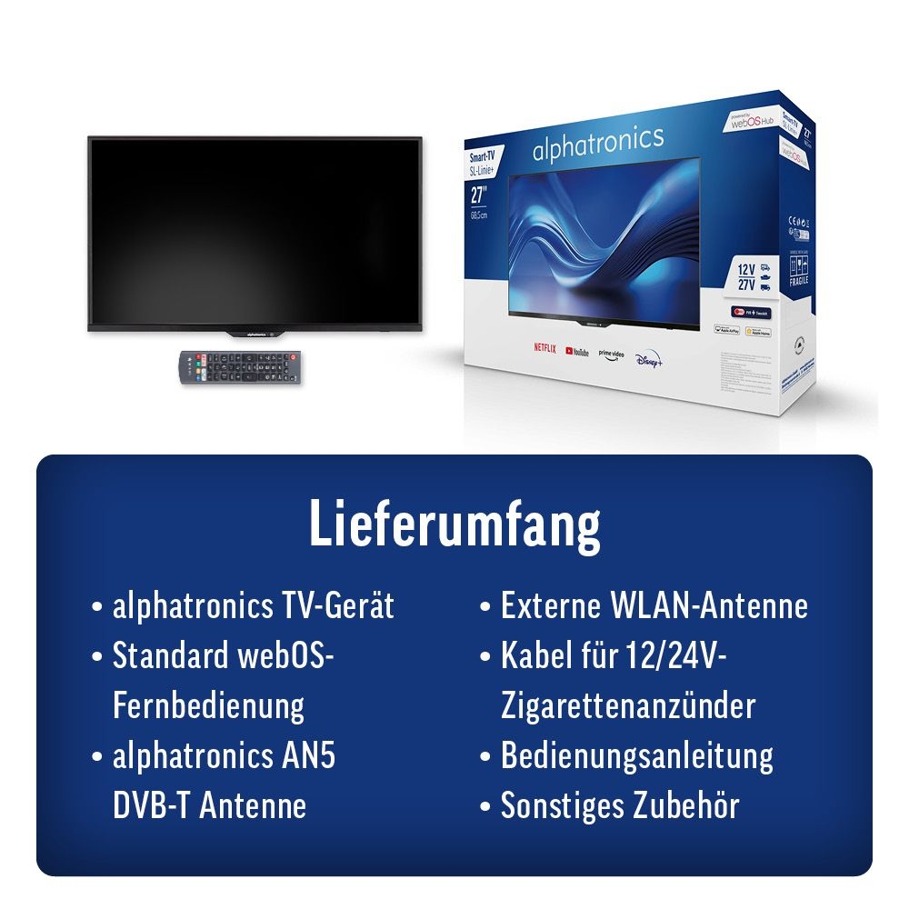 ALPHATRONICS SL-32 DW SMART TV 32- -80 cm- Triple Tuner- DVD- BT 5.0- schwarz - 990975