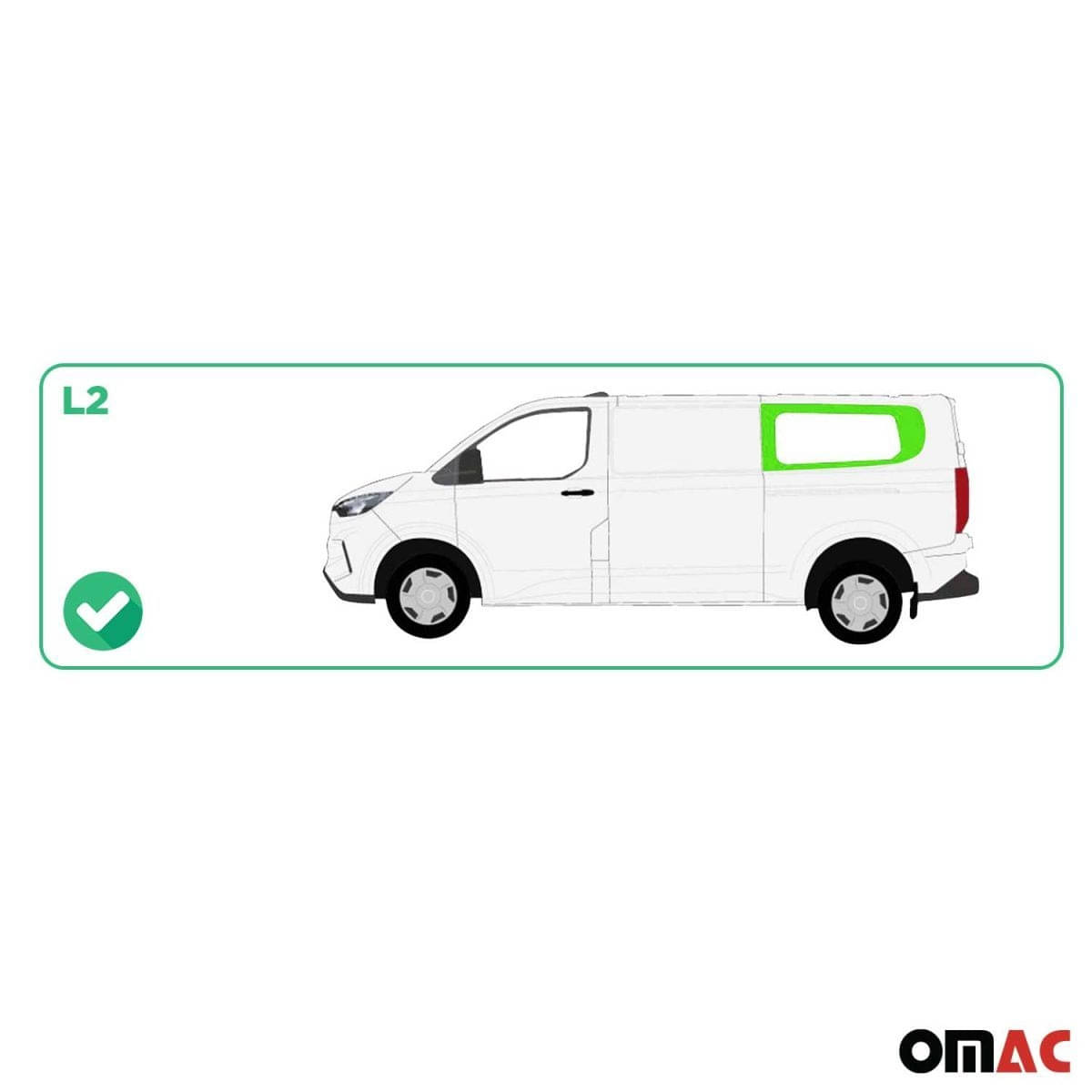 OMAC Seitenfenster Seitenscheibe Ford Transit Custom V710 L2 ab Bj. 2023 Hinten Links - 2659405L-1RSFL