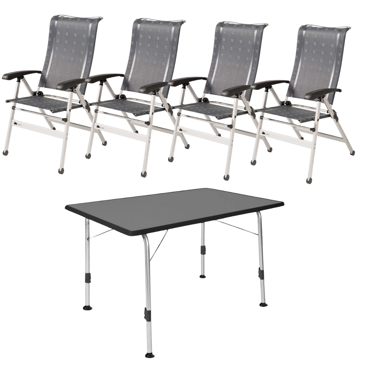 DUKDALF Stuhl Cha Cha anthrazit 4er-Set - Tisch STABILIC III 115x70 cm anthrazit - 42-02-0677-4 40-24-1157.4