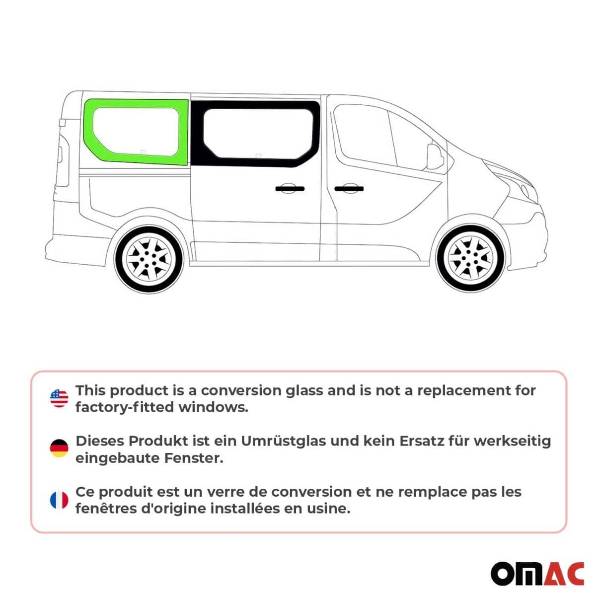 OMAC Seitenfenster Seitenscheibe Fiat Talento L1 Bj. 2016-2020 Hinten Rechts - 6126405-1RSFR