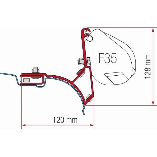 Markise FIAMMA F35 Pro Royal grey 270 cm Gehaeuse titanium inkl. Adapter VW T5 T6 Multivan Transporter ohne C-Schiene