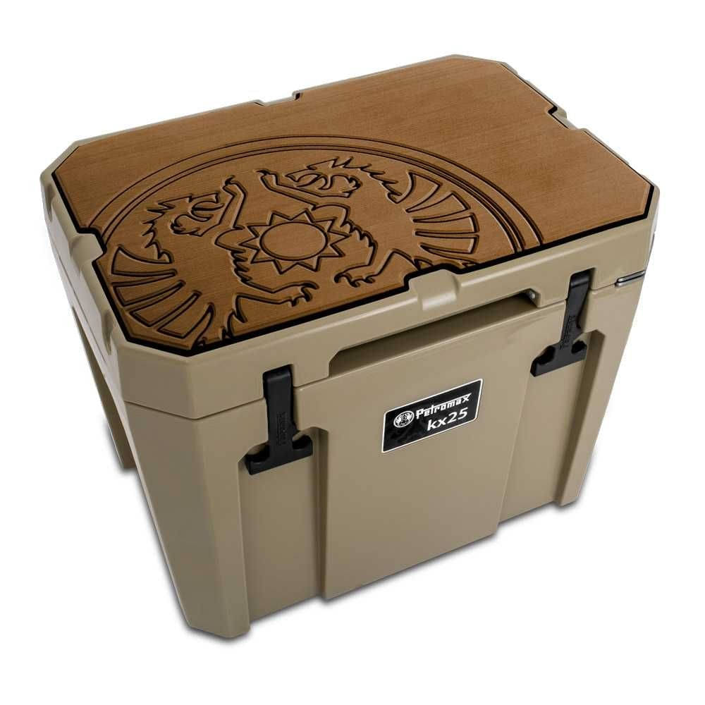 PETROMAX Haft-Auflage fuer Kuehlbox kx25 Braun mit Drachenemblem - kx25-padw-d
