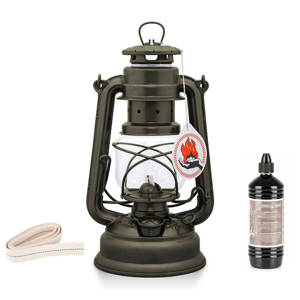 FEUERHAND Sturmlaterne 276 Olive Komplett-Set 2.0