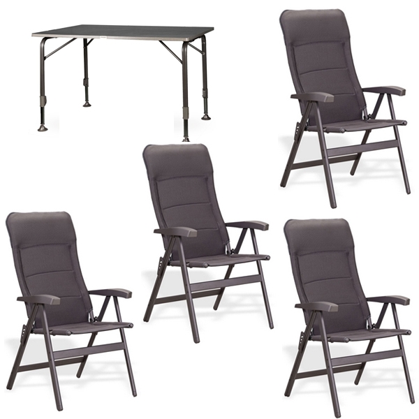 Set 1 Tisch WESTFIELD Moderna Tisch 120 x 80 cm - Avantgarde Series - 101-750 und 4 Stuehle WESTFIELD Noblesse Stuhl charcoal grey - Avantgarde Series - 101-101 CG