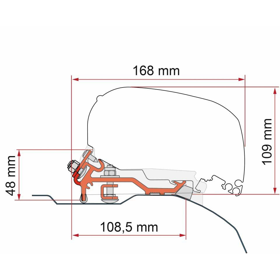 Markise FIAMMA F80 S 370 Royal grey Gehaeuse weiss inkl. Adapter Low Profile silber Fiat Ducato Jumper Boxer H2 L3 ab 2006