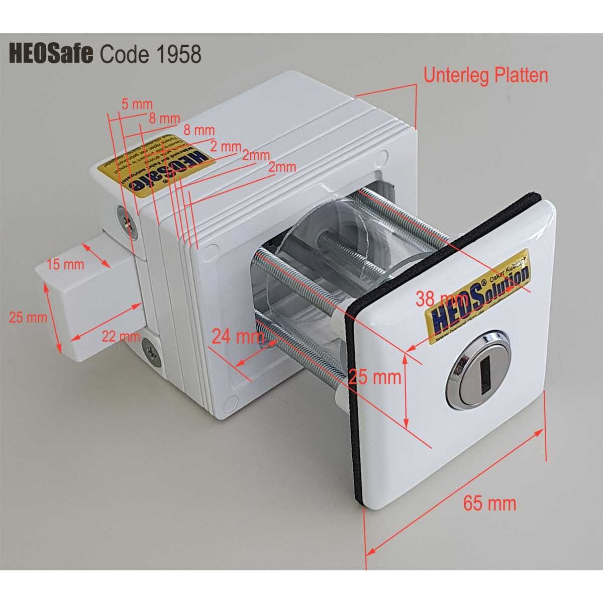 HEOSolution HEOSafe Zusatzschloss Weiss - 1958W