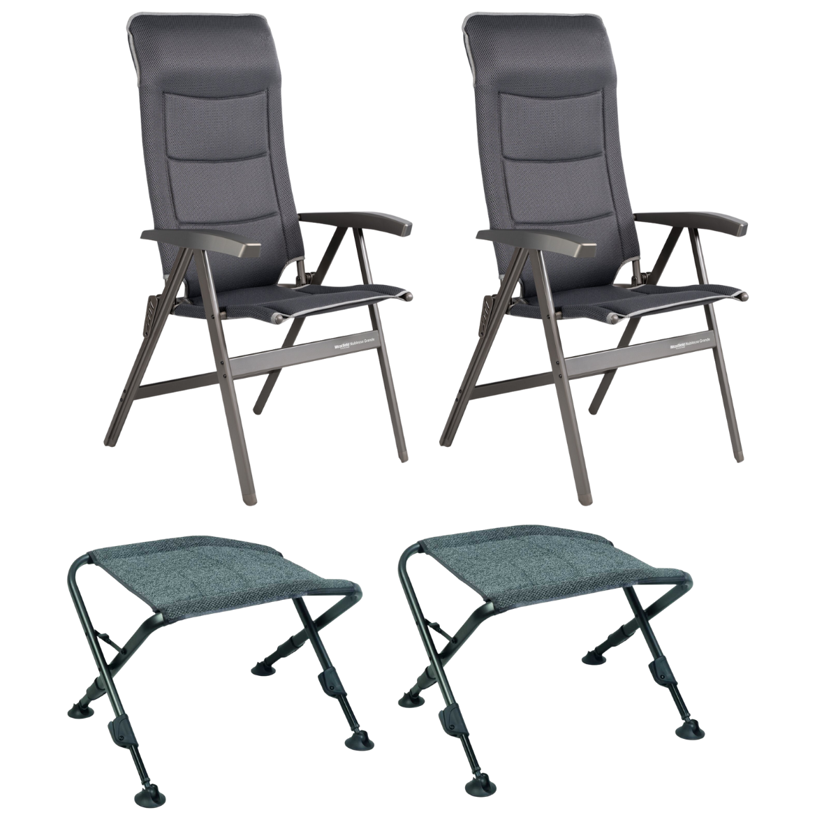 WESTFIELD Campingstuhl Noblesse Grande grey melange - Beinauflagen OBLIGE 2er-Set - 101-102 GM 101-806 GM
