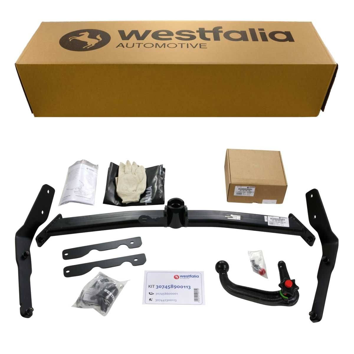 WESTFALIA Abnehmbare Anhängerkupplung Ford Focus Turnier 04/11-08/18 ohne Vorrüstung Set inkl E-Satz Westfalia Abnehmbare Anhaengerkupplung fuer Ford Focus Turnier - BJ 04-2011-08-2018- - nur fuer Fzg ohne Vorruestung - im Set mit 13-pol. fahrzeugspezifischem Elektrosatz - 307458900113