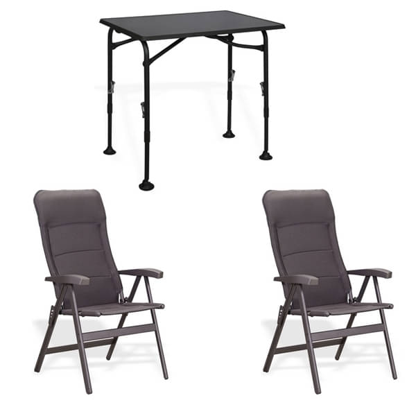 Set WESTFIELD Tisch Aircolite Black 80 - 2 Stuehle Noblesse charcoal grey - 201-27271 101-101 CG