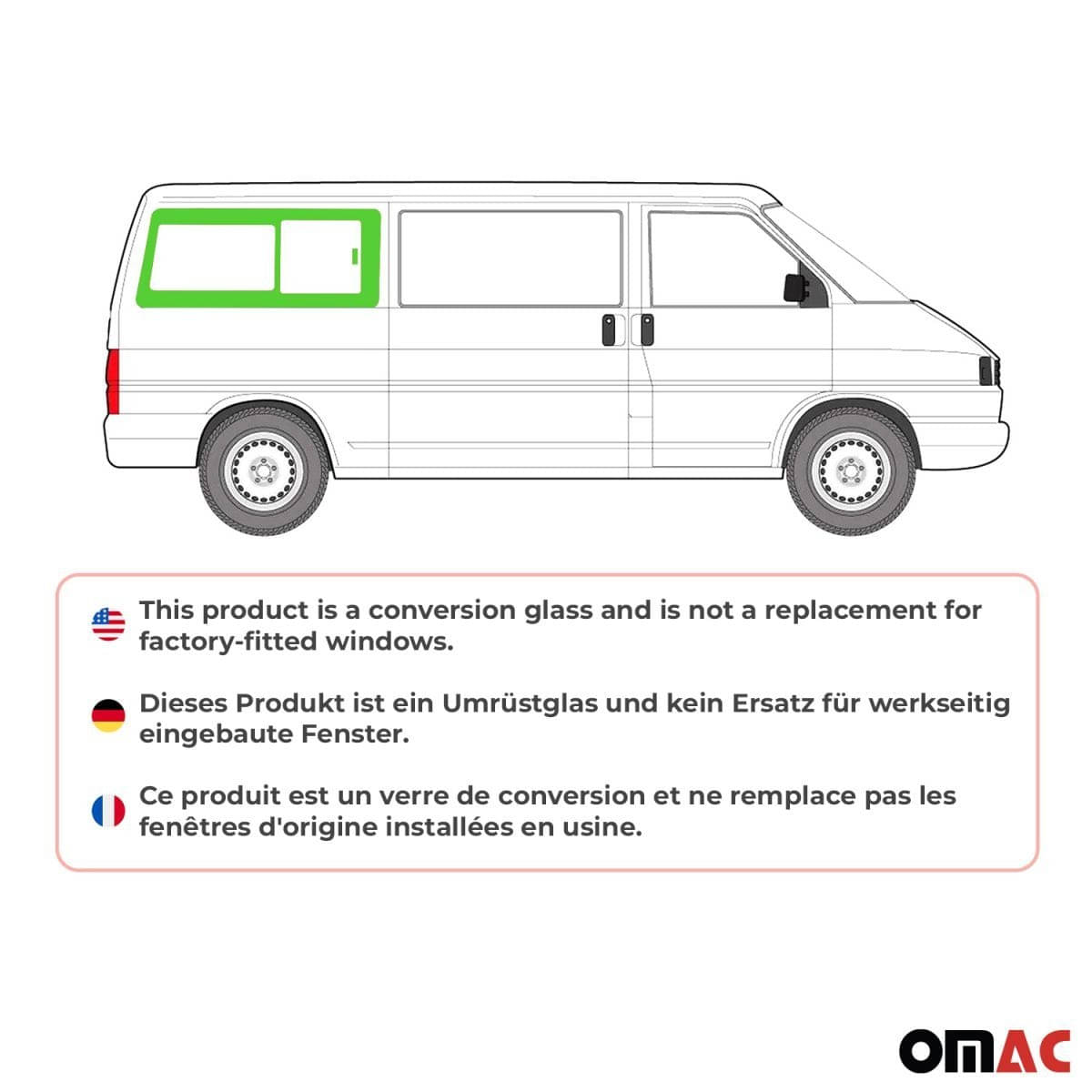 OMAC Seitenfenster Schiebefenster VW T4 L2 Bj. 1990-2003 Hinten Rechts OMAC Seitenfenster Schiebefenster VW T4 L2 Bj. 1990-2003 Hinten Rechts - 7521405L-1RSSR