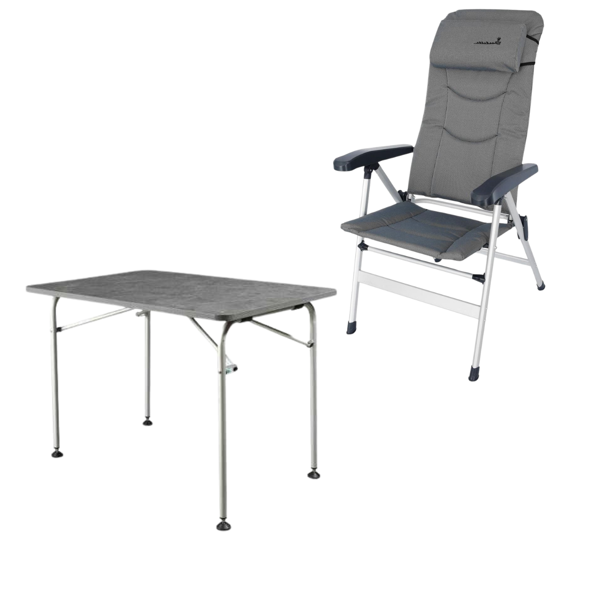 ISABELLA Campingstuhl Thor hellgrau mit Campingtisch 68 x 100 cm