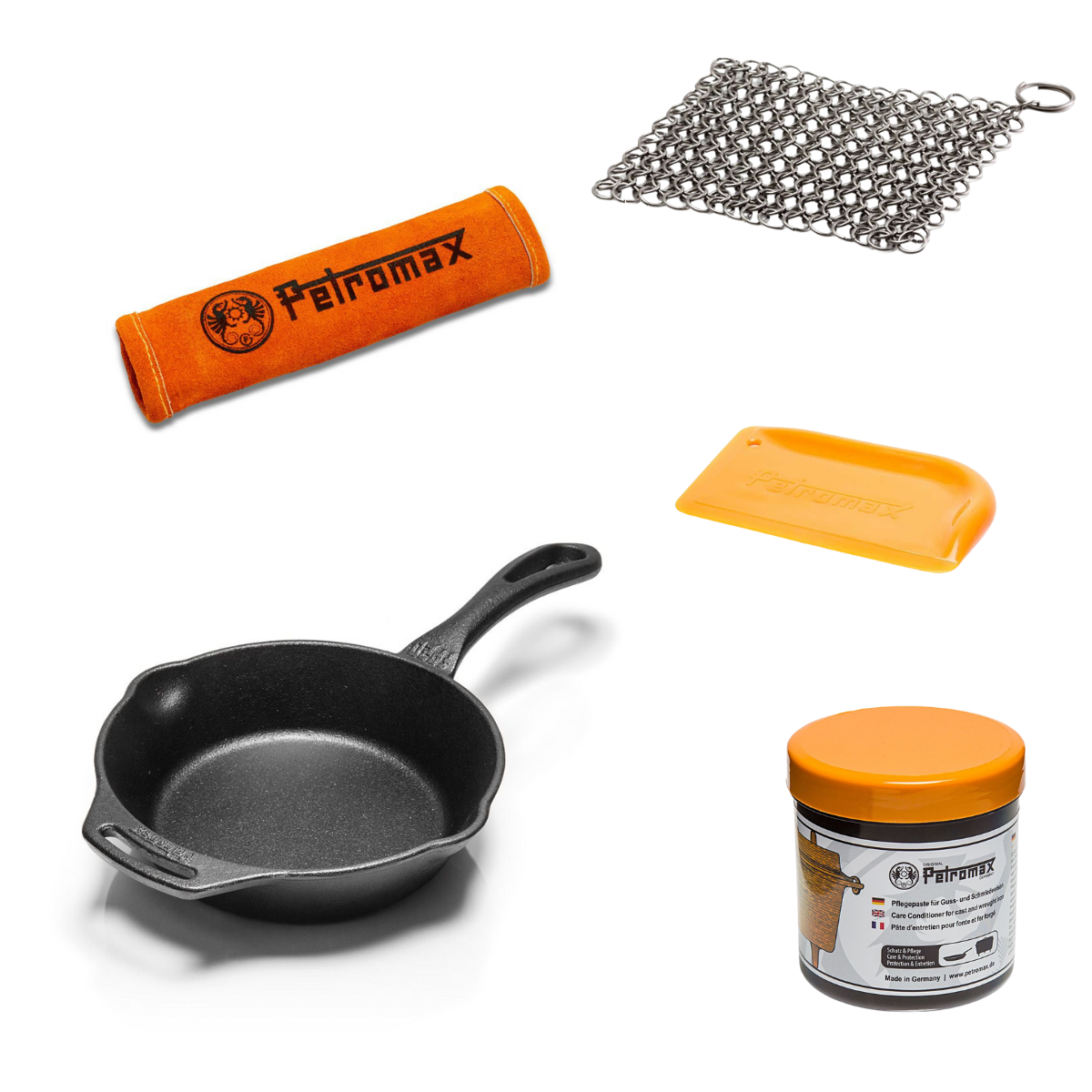 PETROMAX Feuerpfanne Stiel FP20 mit Aramid Griffhuelle - Starterset fp20-t scrub ft-pflege handle300 os 