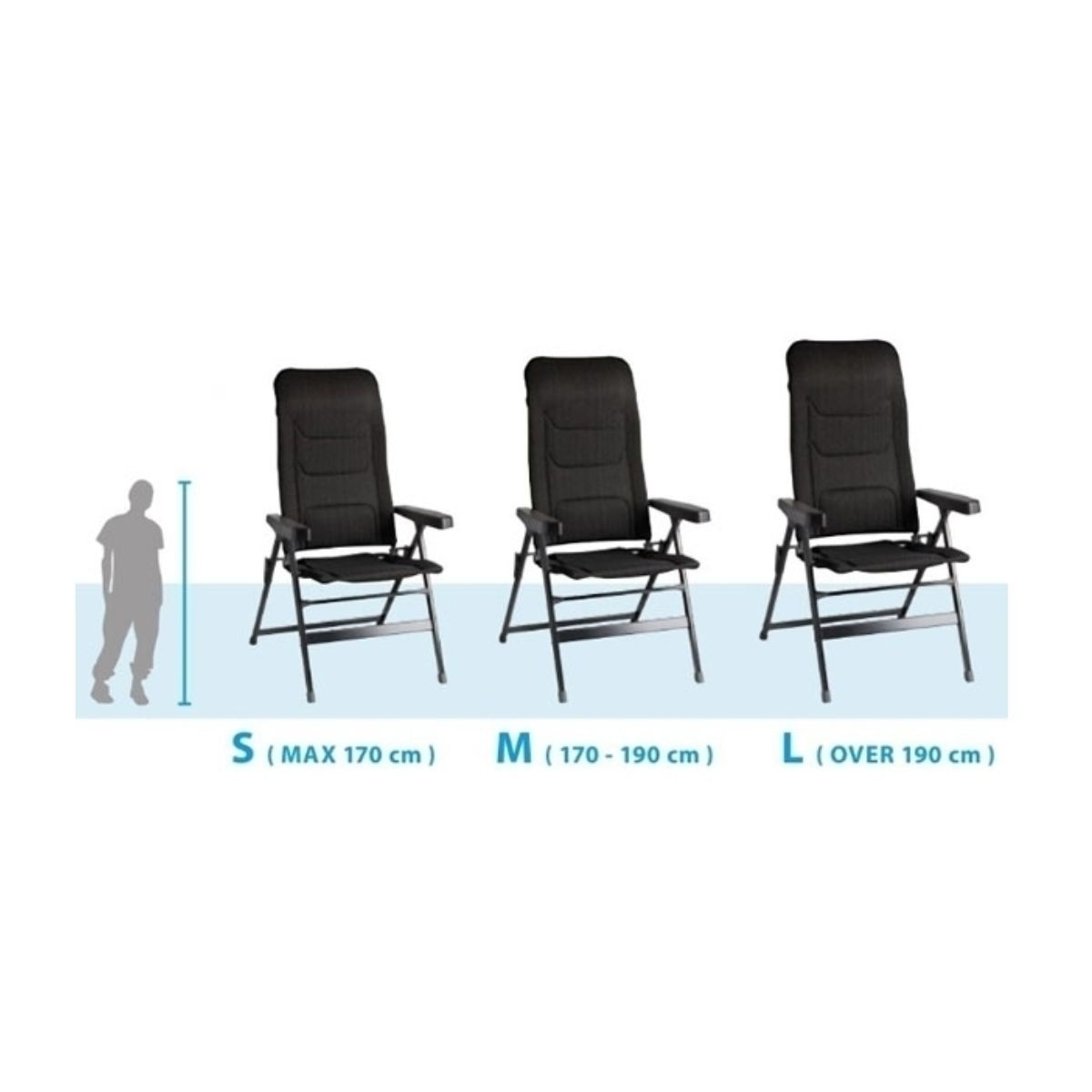 BRUNNER Campingstuhl ARAVEL 3D - L Schwarz 4er-Set - Tisch LINEAR 115 Black - 0404065N-C09L 0406031N.C69