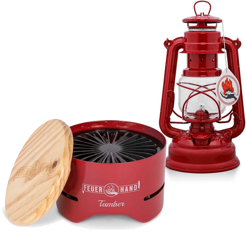 FEUERHAND Geschenkset Tamber - Sturmlaterne 276 Ruby Red