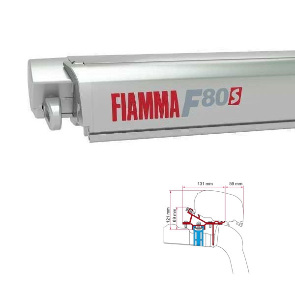 Markise FIAMMA F80 S 320 Royal grey Gehaeuse titanium inkl. Adapter VW Crafter II MAN TGE H3 L3 ab 2017 mit Schiene auf dem Dach