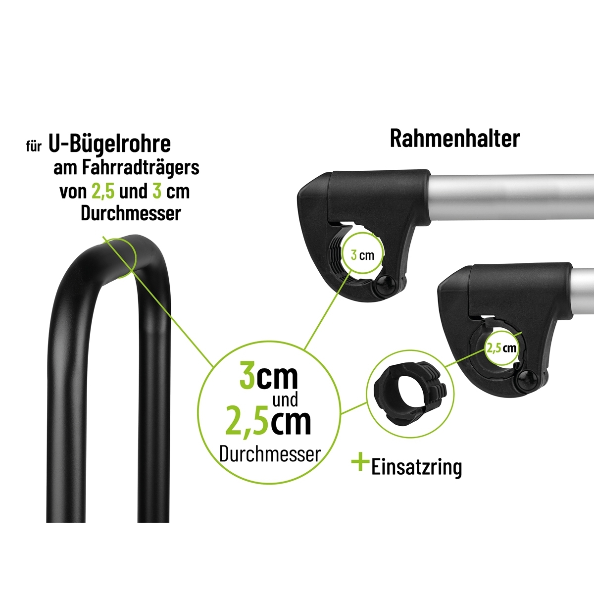 EUFAB Rahmenhalter Verstellbarer Strap-Halter 40 cm fuer 3. Fahrrad 11248