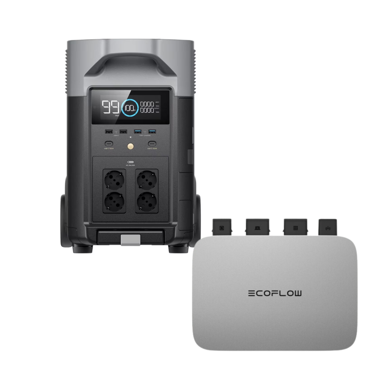 EcoFlow DELTA PRO Tragbare Powerstation mit PowerStream Mikrowechselrichter 800 W - DELTAPro-EU-C20-EFPowerStreamMI-EU-800W-EFL-BKWDEL