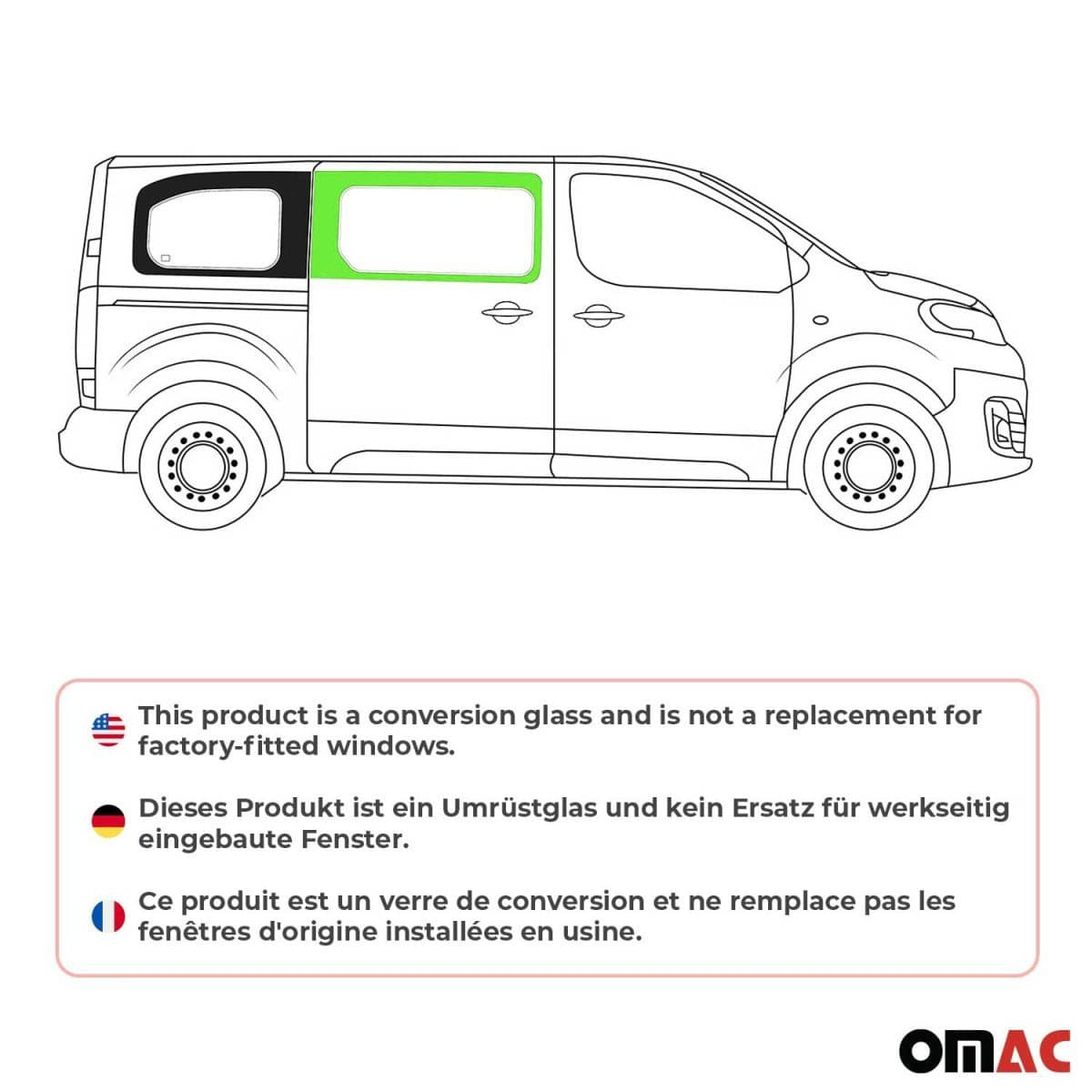 OMAC Seitenfenster Seitenscheibe Opel Vivaro L2/L3 ab Bj. 2019 Schiebetür Rechts OMAC Seitenfenster Seitenscheibe Opel Vivaro L2-L3 ab Bj. 2019 Schiebetuer Rechts - A050882
