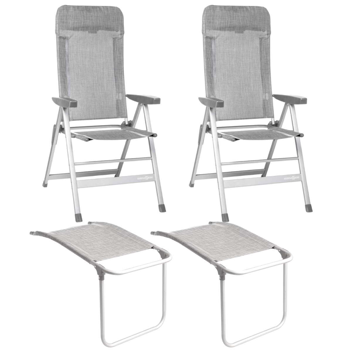 BRUNNER Campingstuhl SKYE Hellgrau mit Beinauflagen 2er-Set - 0404063N-C53 0404064N.C53