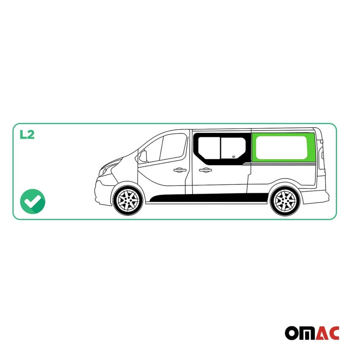 OMAC Seitenfenster Seitenscheibe Opel Vivaro L2 Bj. 2001-2014 Hinten Rechts Schiebetuer - A050865